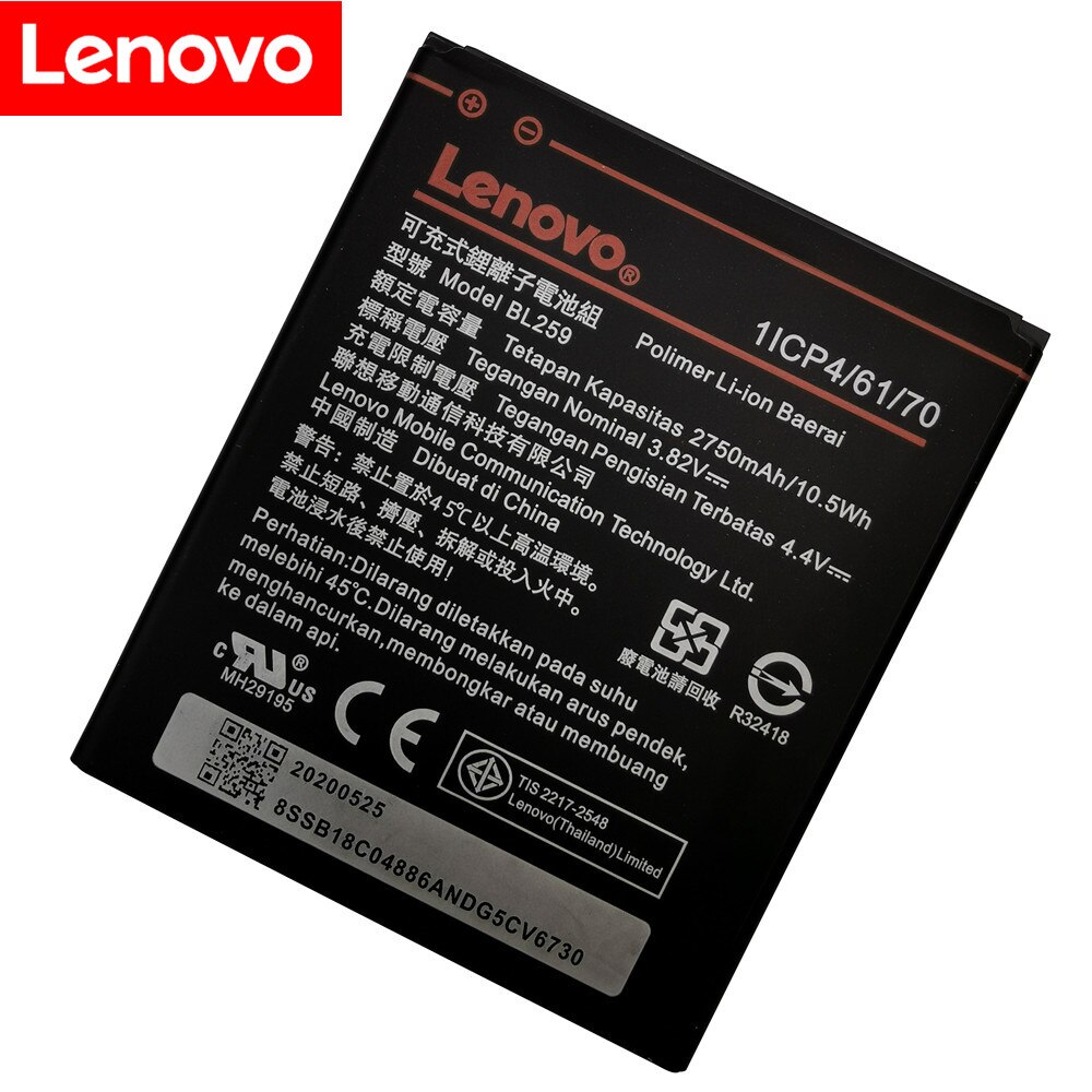 ans 100% Original testé 3.82V 2750mAh BL259 pour Lenovo Vibe K5 / K5 Plus / A6020 A6020A40 A6020A46 batterie