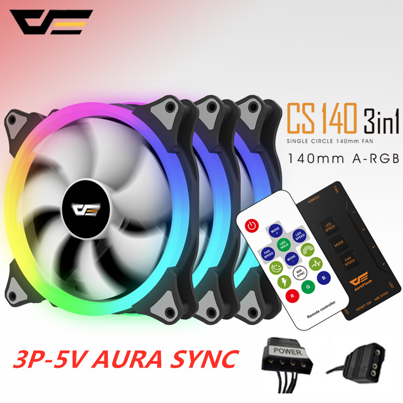 Aigo darkFlash AURA SYNC 3 P-5 V Fan PC Cooling 140mm LED fans PC Computer Cooling Cooler stille Case Fan controller