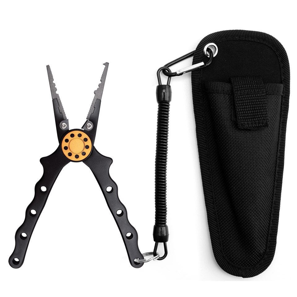 Alicates de pesca de aluminio Crazy Shark, cortador de anillas divididas, alicates de engaste de carpa, soporte de pesca de plomo para aparejos, productos para la pesca, 18cm: black