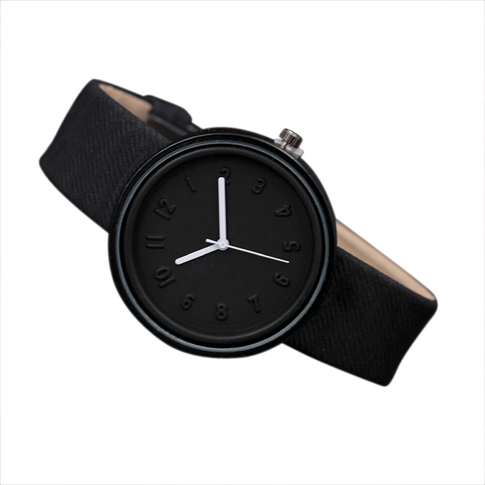 Women's Watch Unisex Simple Bracelet Number Male Female Quartz Men Watches Belt Wrist Ladies Girls Clock Damenuhr: BK
