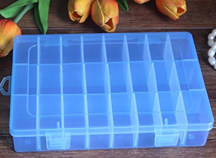 15/24/36 Grids Transparant Clear Plastic Doos Afneembare Kralen Sieraden Opbergtas Doos Gevallen Rhinestone Organizer Display Box: Blue 24 grids