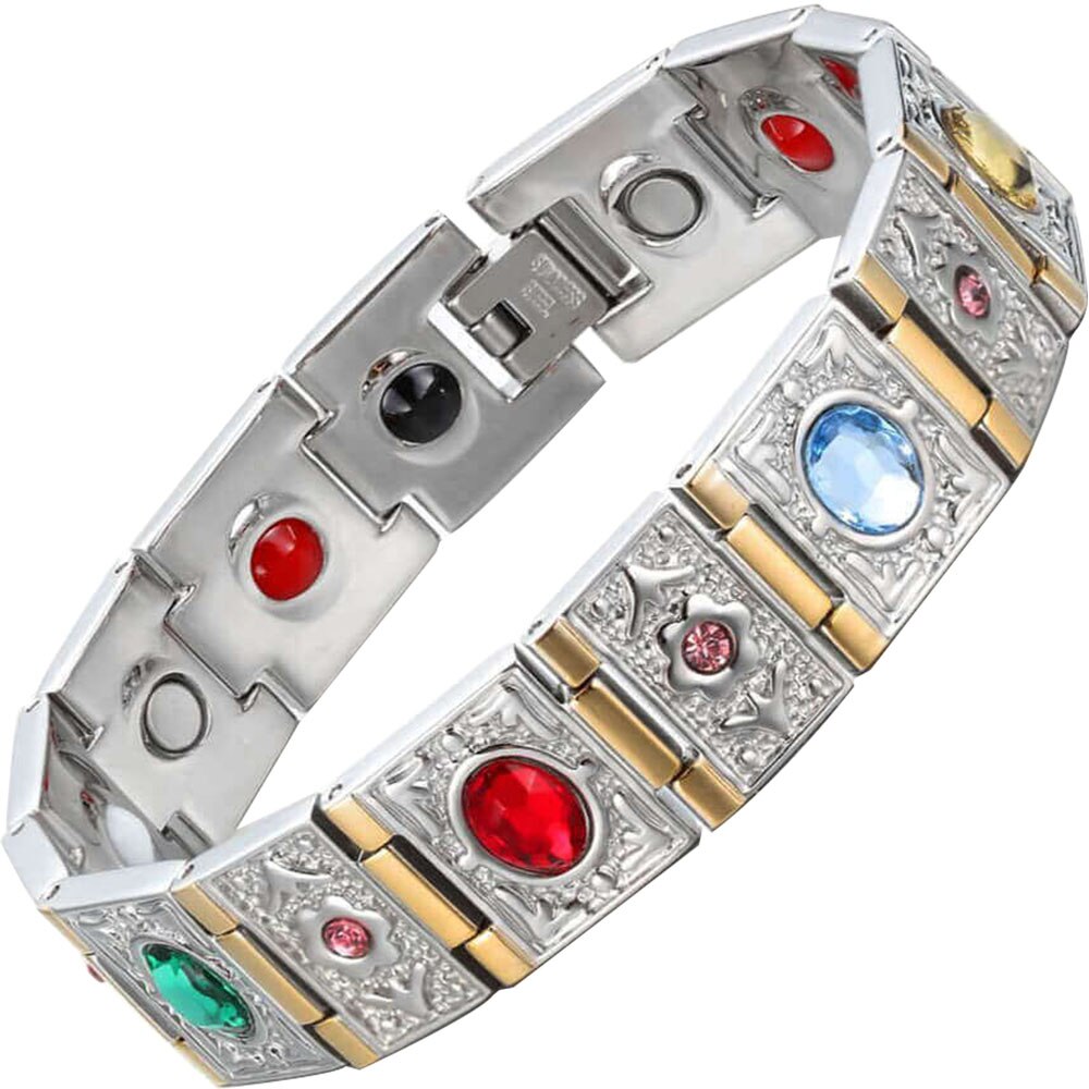 Bracciale multifunzionale da donna in acciaio inossidabile da uomo con magnete, braccialetto sportivo per energia, braccialetto con diamanti, adulto