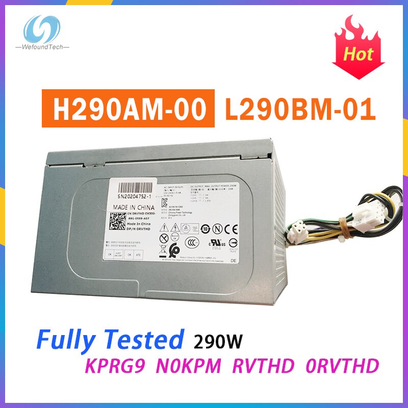 Power Supply for OptiPlex 3020/7020/9020/T1700 Mini Tower H290AM-00 KPRG9 N0KPM RVTHD 0RVTHD L290BM-01 290W Fully Tested