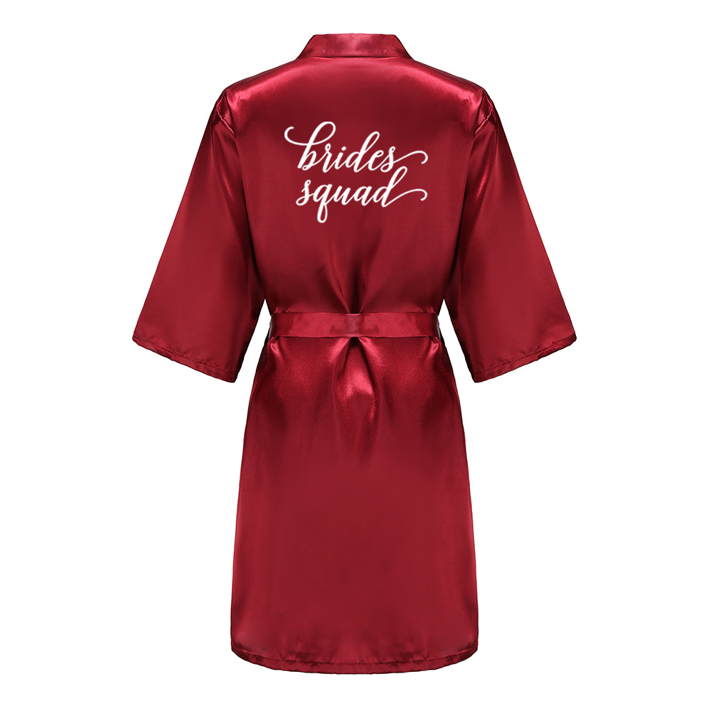 Bury Bridesmaid Mother Of The Bride Robes With White Letters Wedding Women Satin Bridal Party Bathrobe: M / Dark Grey