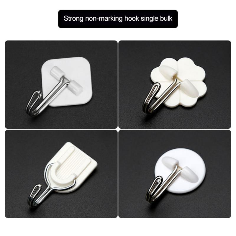20pc Self Adhesive Wall Hooks Family Robe Hanging Hook Hat Bag Robe Hats Bag Key Wall Hanger Seamless Multi-Purpose Hook