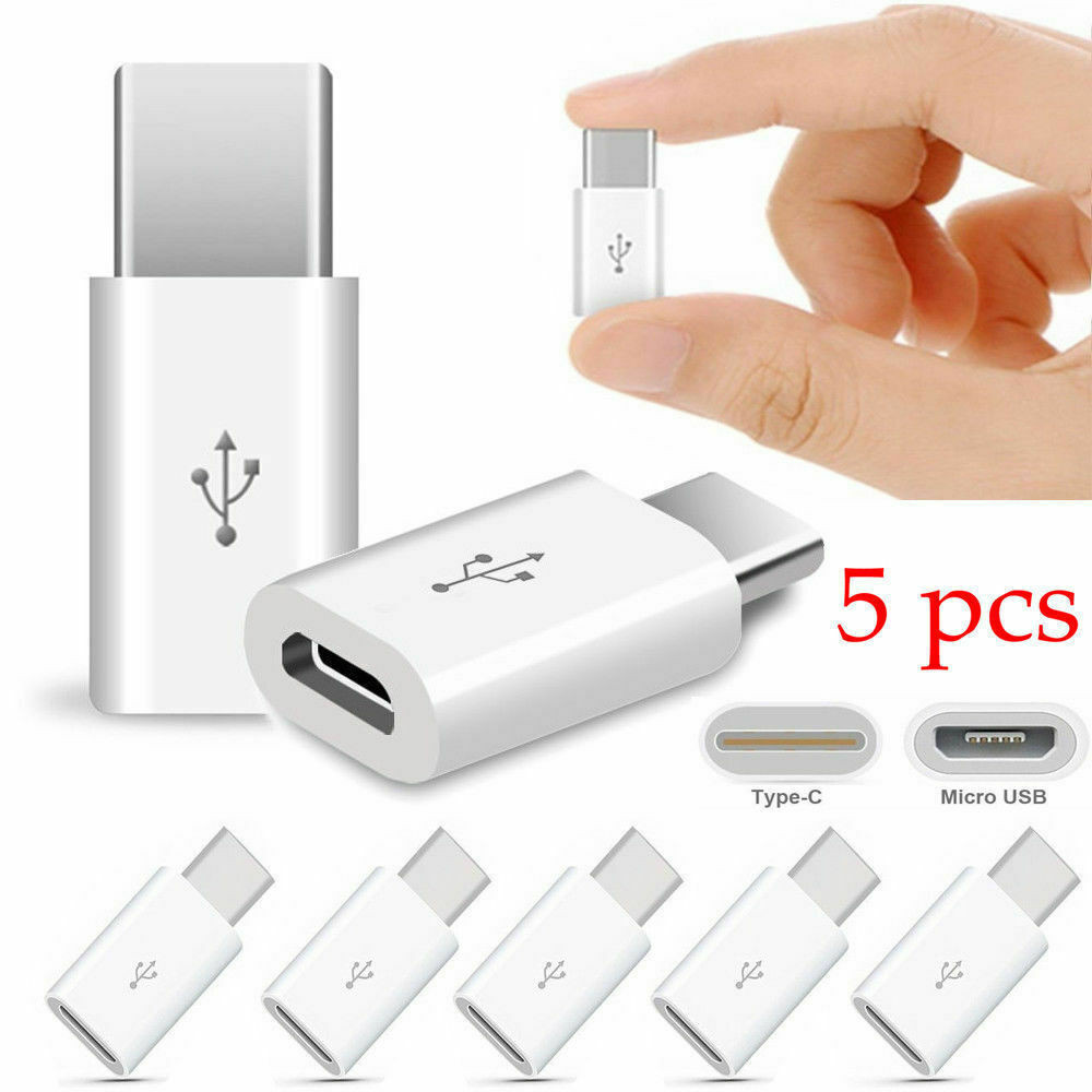 5 pz micro USB tipo C femmina a maschio convertitore adattatore micro-b a USB-C connettore cavo di ricarica accessori per telefoni cellulari: bianca