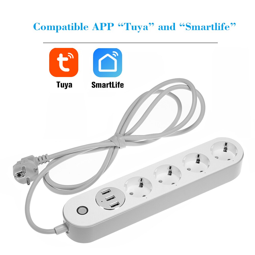 WiFi Smart Power Strip 4 Way AC EU Electric Plug Outlets with USB Socket Timer Switch Homekit Voice Control by Alexa Google Home