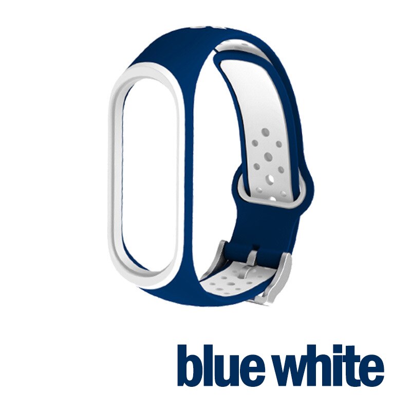 Pulsera para Xiaomi Mi banda 5 4 3 Correa deportiva de reloj de la correa de muñeca de silicona reemplazo correa para Xiaomi Miband gota 5 Band4 3 NFC: blue white / For Miband 5