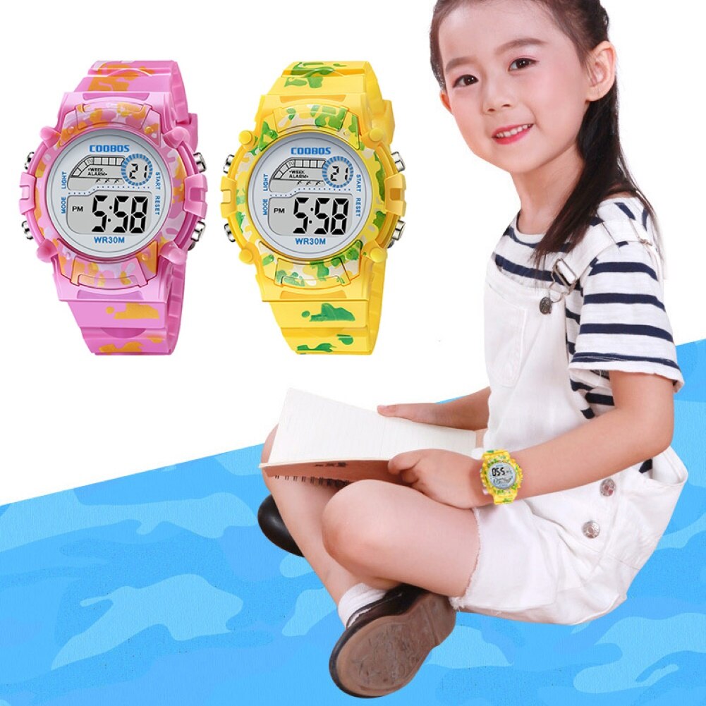 Kindersport led-display 3 bar waterdicht datum week wekker digitaal unisex kinderhorloge relogio digitaal