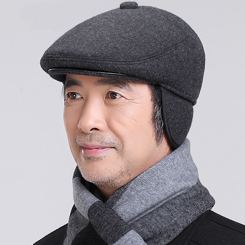 Winter Newsboy Hat With Earflaps Beret Dad Hat Winter Warm Hats For Old
