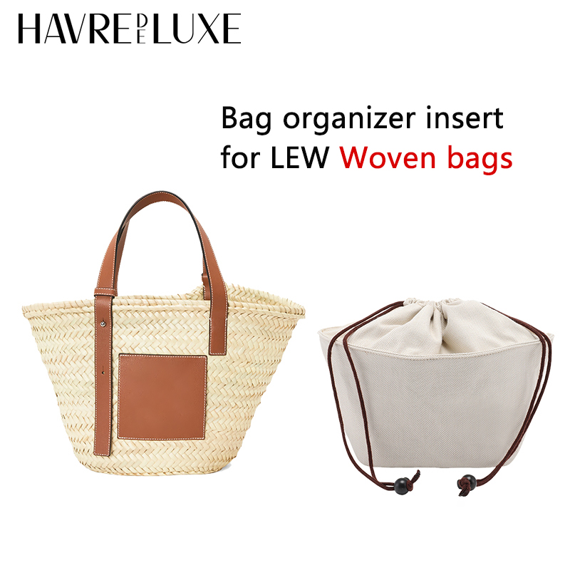 Straw woven bag organizer insert bag charm for LEW Basket bag support inner liner bags accessories: Deep Red