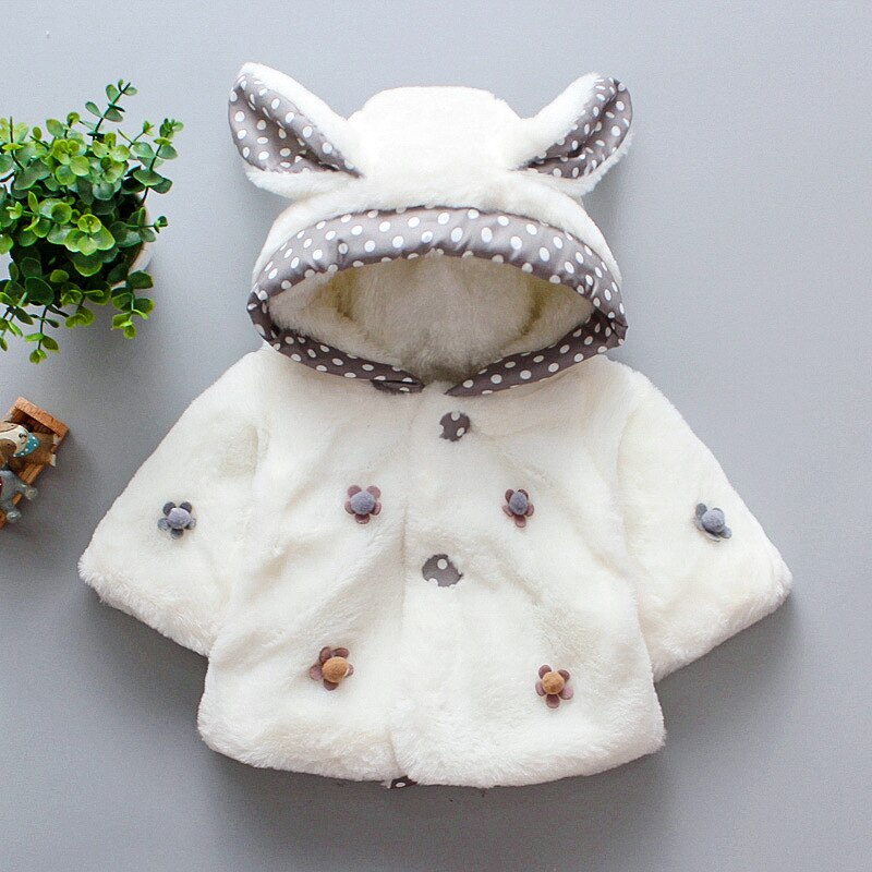 Babymeisjes herfst winter wollen cape jas schattige konijnenoren capuchon vleermuismouwen jassen peuter baby bovenkleding