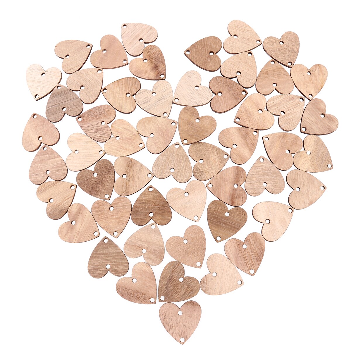 50pcs Heart Wooden Slices With 50 Iron Loops Set For Birthday Reminder Hanging Wooden Plaque Board DIY Calendar Accessories: 3