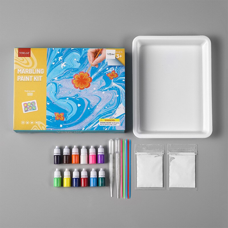 Water Art Paint Set Water Pigment for Paper Marbling Art Tool with A5 Tray 6/12 Colors DU55: B