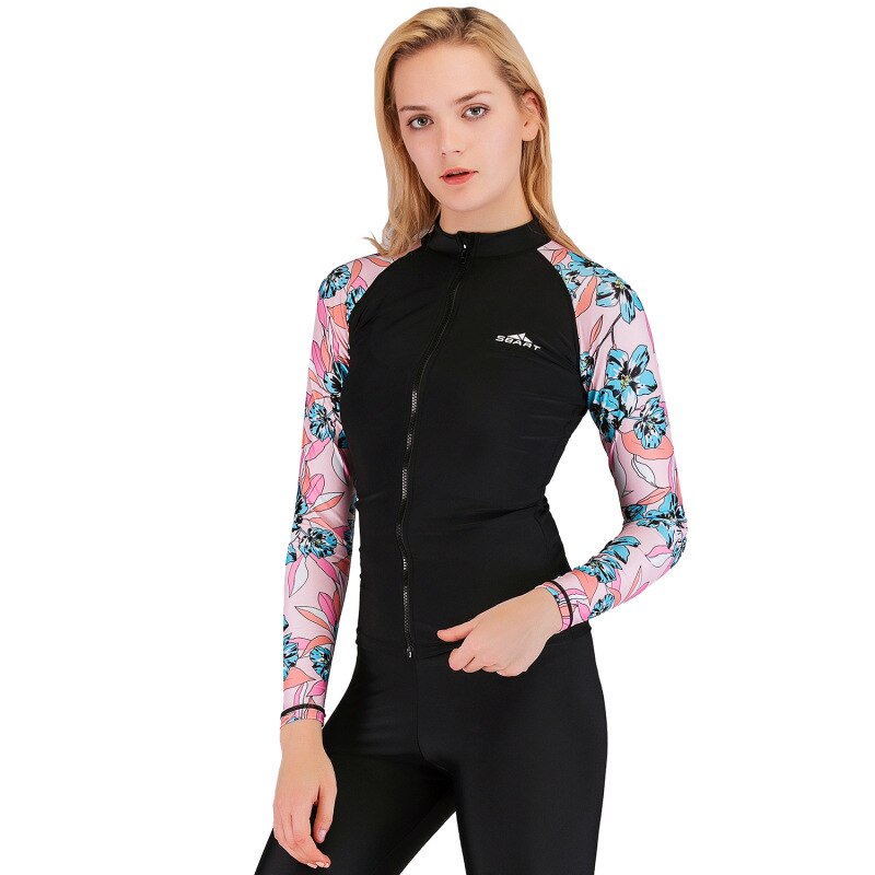 Bloemen Gedrukt Lange Mouwen Rash Guards Vrouwen Badmode T Shirts Vrouwelijke Zwempakken Zeilen Surfen Zwemmen Tops Baden Sutis Eo