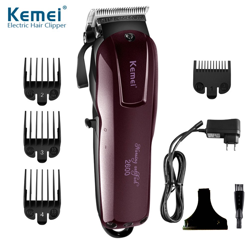 Kemei-1996 Barber Shop Rechargeable Hair Clipper All Metal Electric Hair Trimmer Men Beard Trimmer Haircut Machine: no retail Box-2 / AU Plug