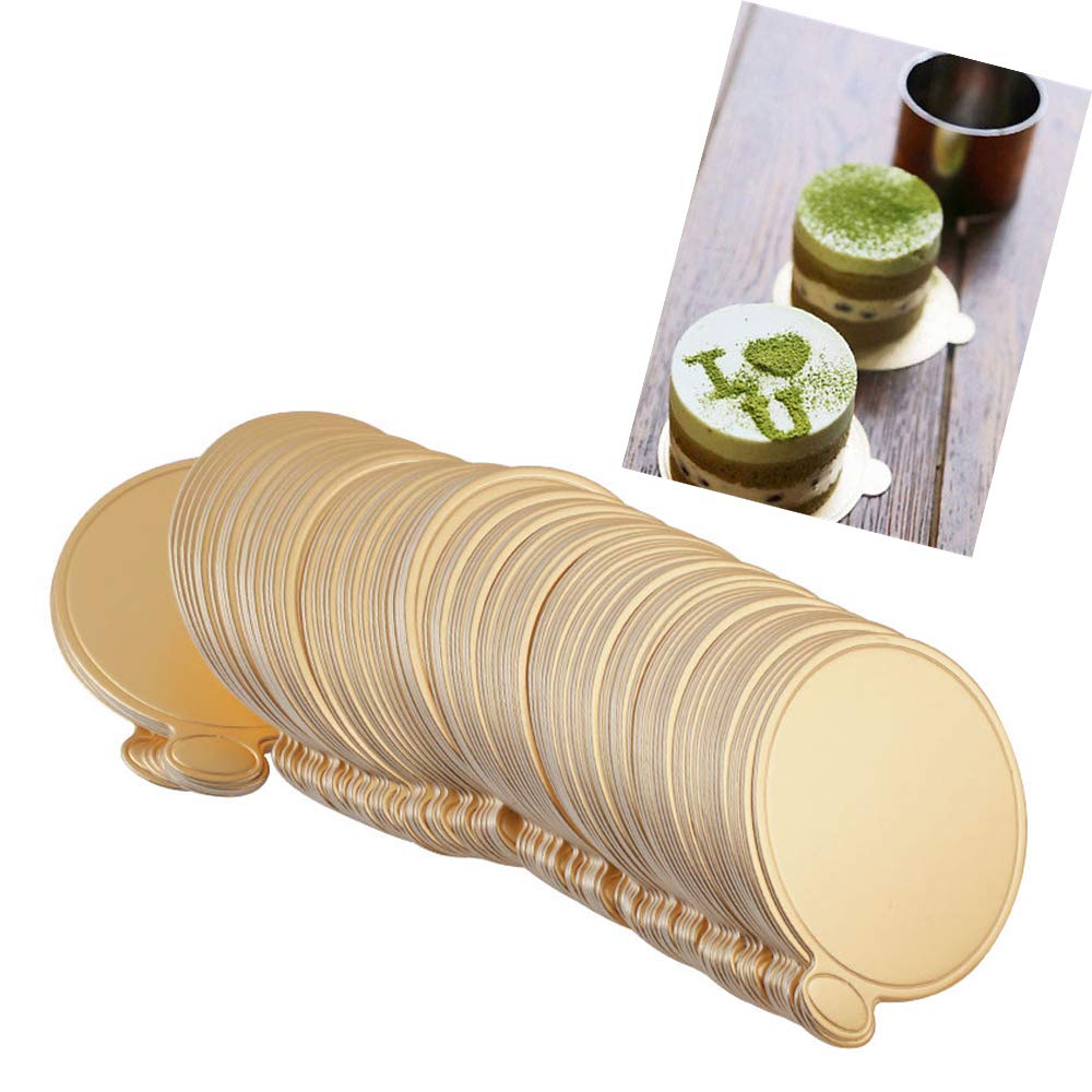 100 unidades/pacote bolo de papelão mini bolo placas cupcake sobremesa bandeja multi forma papel dourado base bolo pastelaria kit decorativo festa