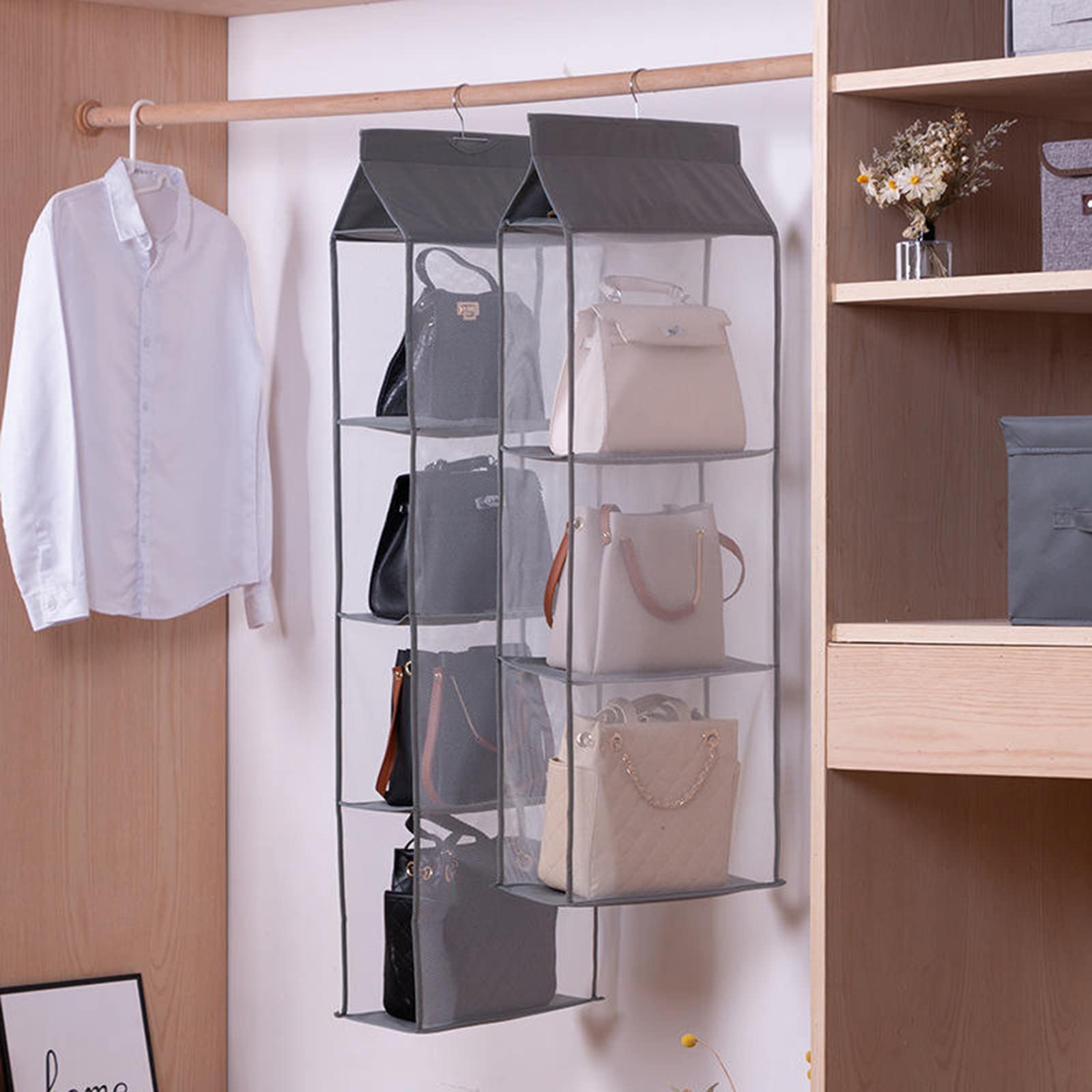 Handbag Storage Box Removable Compartment Storage Rack Foldable Wall Cabinet Storage Box Suitable for Living Room Bedroom
