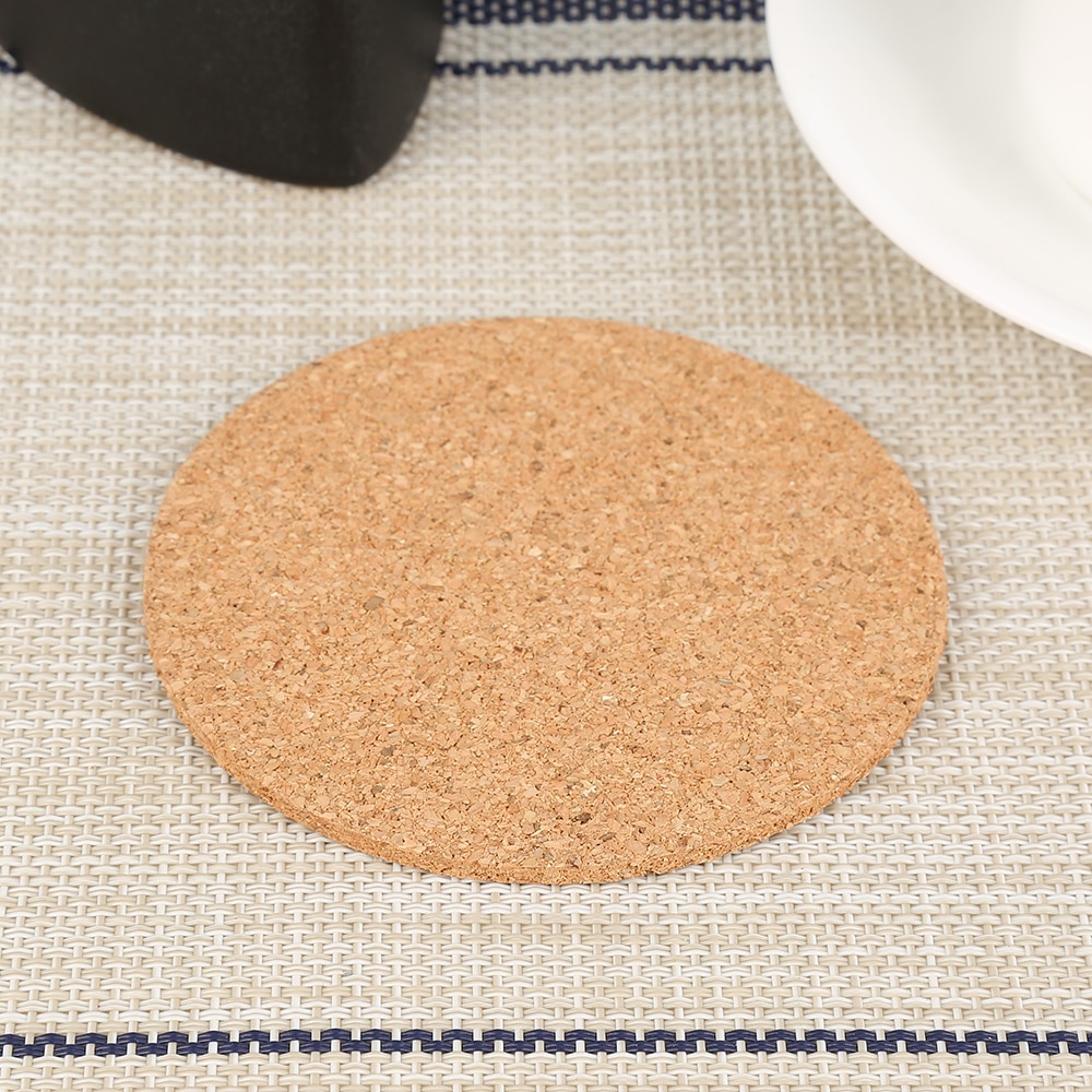 6 stk varmeisolering rund kork almindelig coaster kaffe vin drikke te kop måtte pad husholdnings kontor måtte skridsikker service køkken
