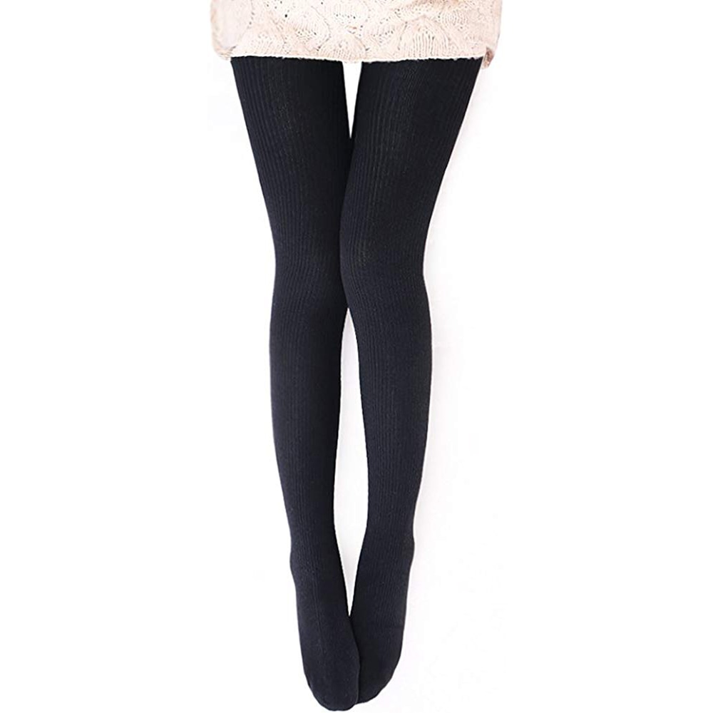 Womens Yoga Tights Warm Wool Blend Ribbed Tights - Opaque Tights Knitted Tights