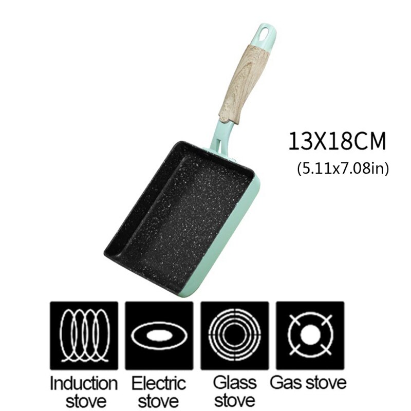 Retangular Omelette Pan Tamagoyaki Egg Pan, Nonstick Maifan Stone, Anti-Scalding Handle for Glass ,Electic Gas Stove