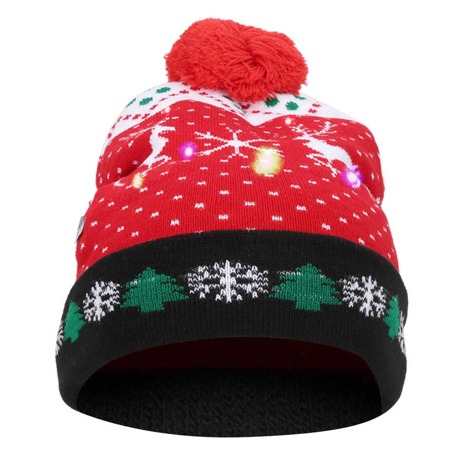 Led ljus upp hatt färgglada ljus stickad tröja mössa xmas jul mössa mössa stickad för unisex barn baby pojkar flickor: Stil 4