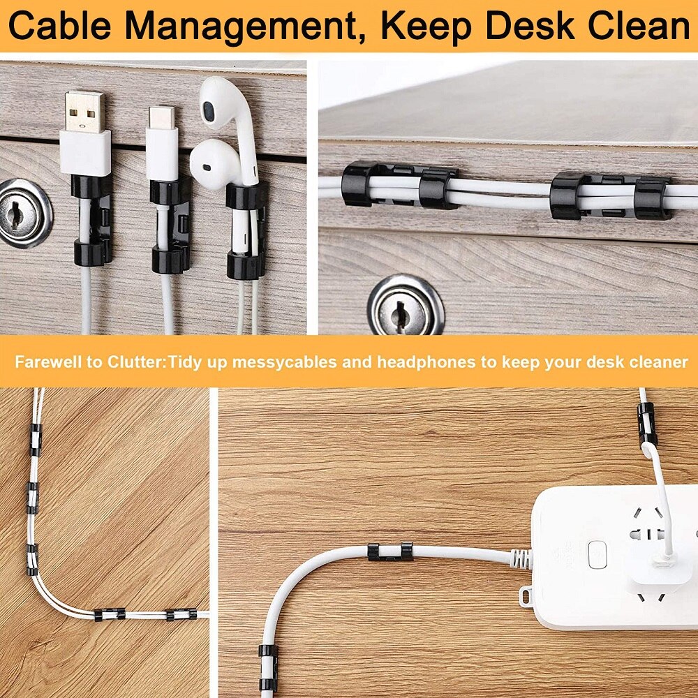 Kabel Management Desktop Usb Kabel Organizer Clips 5/20Pcs Computer Pc Smart Telefoon Kabelhaspel Tafel Muur Fixer fastener Houder