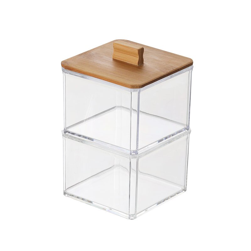 Acrílico redondo Qtip contenedor recipientes para especias tazón de algodón de maquillaje organizador para almohadilla de la joyería caja de almacenamiento de titular de caramelo tarros con tapa: 5
