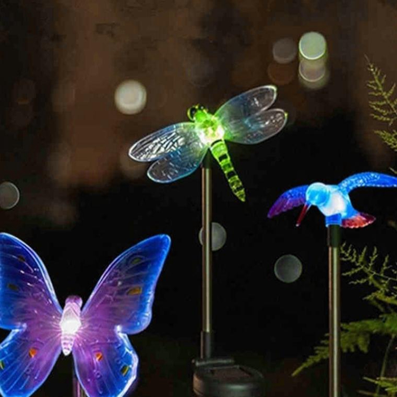 Rgb Outdoor Led Gazon Licht Tuinverlichting Waterdicht Voor Tuin Decoratie Vlinder Vogel Dragonfly Art Solar Lamp Decor