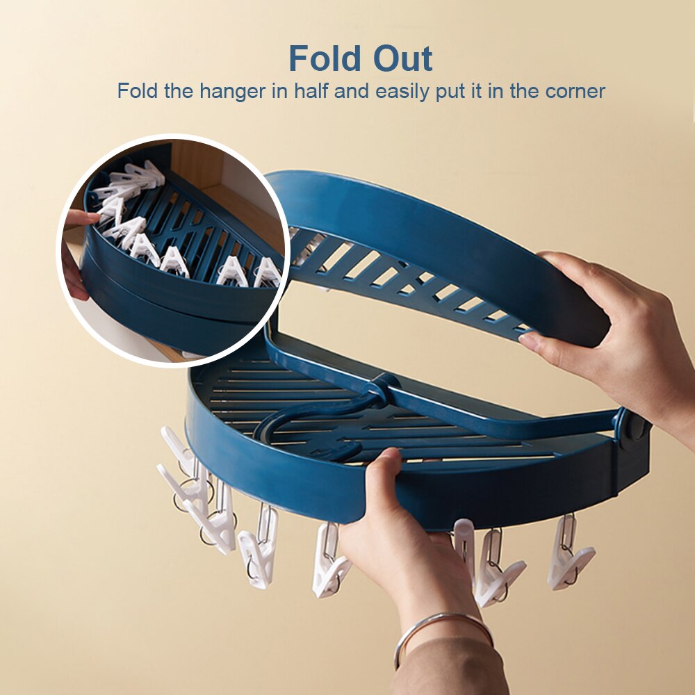 18 Clips pliable vêtements étendoir 360 degrés rotation coupe-vent étendoir porte-chaussette pince à linge chaussettes sous-vêtements maison cintre
