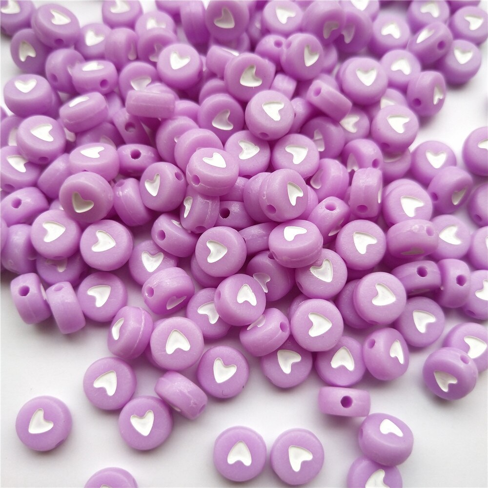 100pcs/lot 7mm Round Acrylic Spacer Beads Love Heart Beads For Jewelry Making DIY Handmade Charms Bracelet Accessories