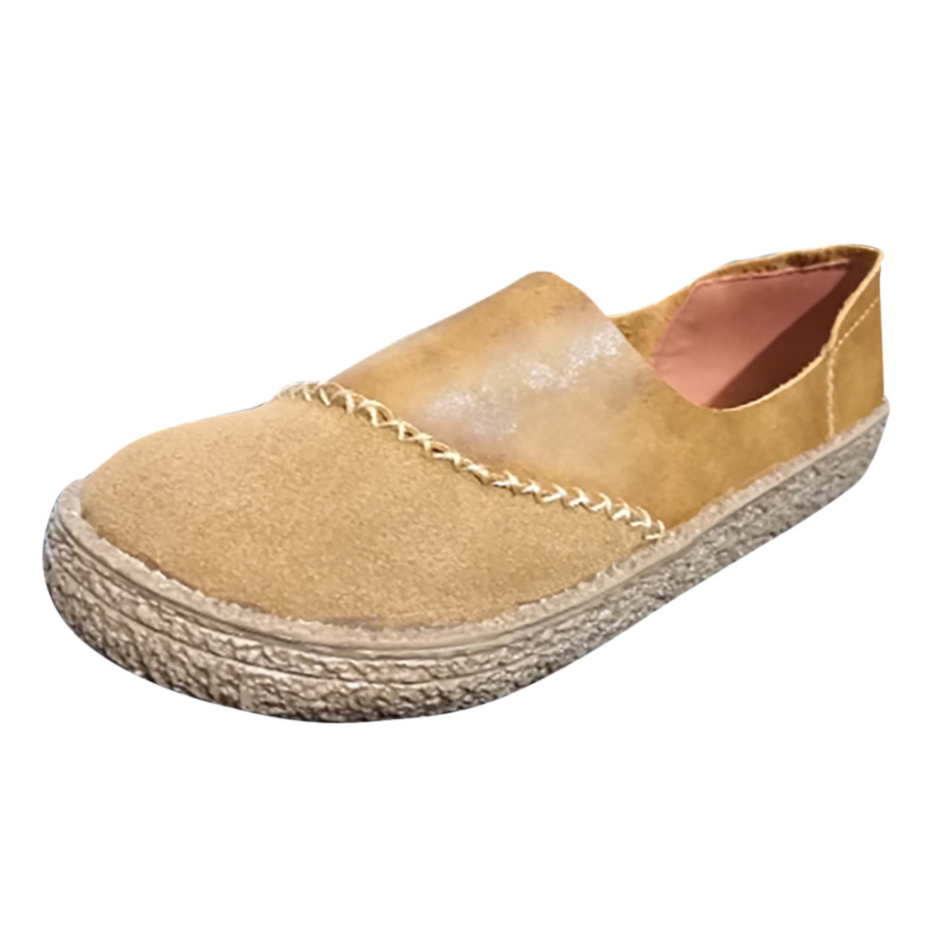 Women's Rome Large Size Slip- on Low Flat Heels Mixed Colors Casual Shoes Breathable Women's Sneaker Slip on Casual Shoe: Brown / 36