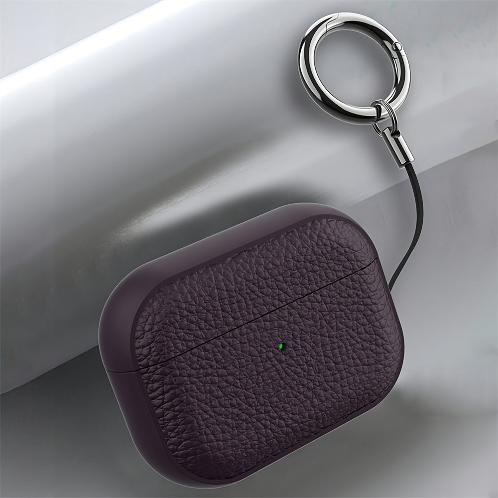 Lyxigt hörlursfodral med litchihudsmönster till airpods 1 2 3 med hänge, skyddande skal, mjukt fodral till airpods pro 2
