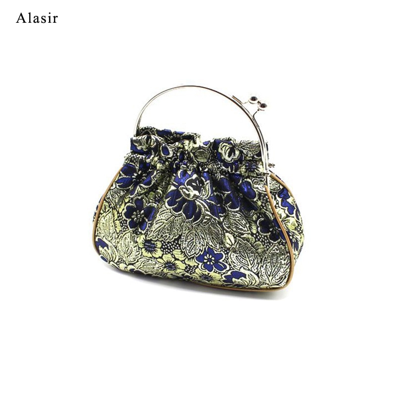 Alasir Damask Wallet Ladies Clip Silk Bag Chinese Style Cheongsam Handbags Women Evening Clutches Handmade Vintage Bucket Bag