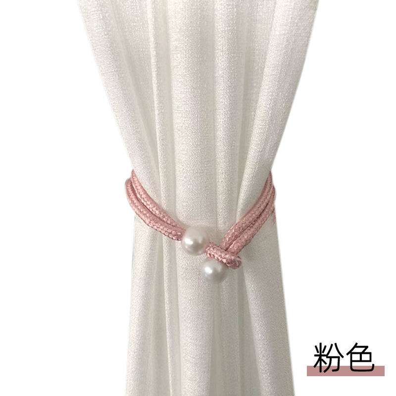 2/1 Uds. Clip de cortina de perlas pequeñas, soportes de cortina, Clips de hebilla para atar, hebilla de bola colgante, accesorios decorativos para cortina: Rosa / 55-90 cm