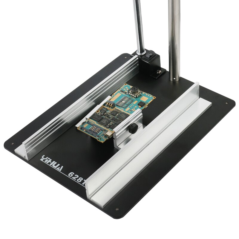 3 in 1 Metal Video Microscope Camera Table Stand Holder + LED Illumination Lamp 8X Magnifying Glass + Magnetic PCB Fixture Clamp