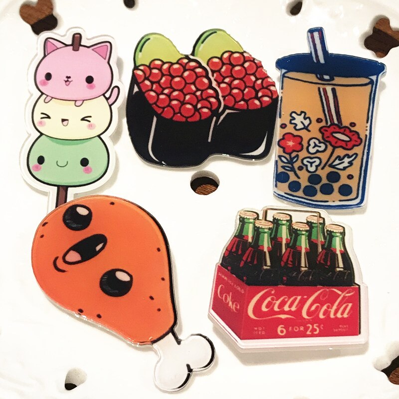 1Set Voedsel Serie Acryl Broches Cookie Sushi Mike Icoon Badges Ijs Pins Voor Kids Party Decoratie Op bag Kleding: Dull