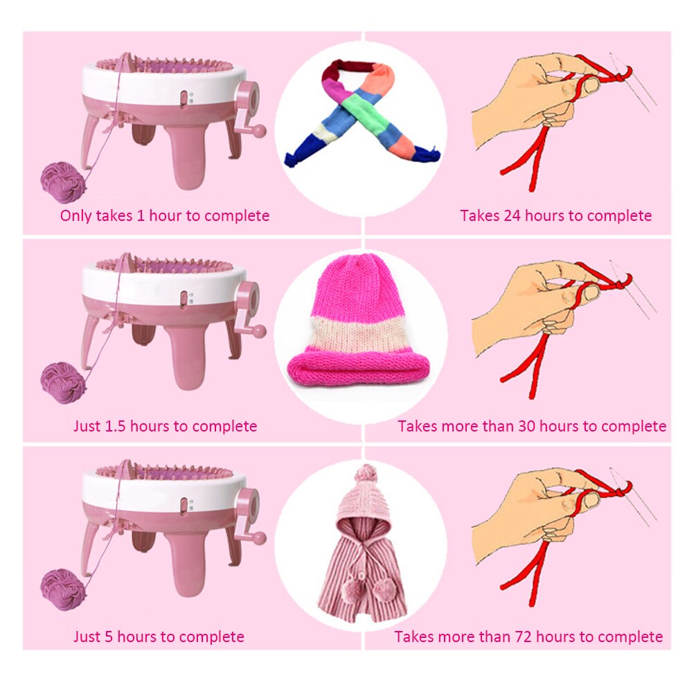 40 Needles Round Hand Knitting Machine Rotating Weaving Loom for Sock Hat Scarf Learning Toy Knitting machine Tools