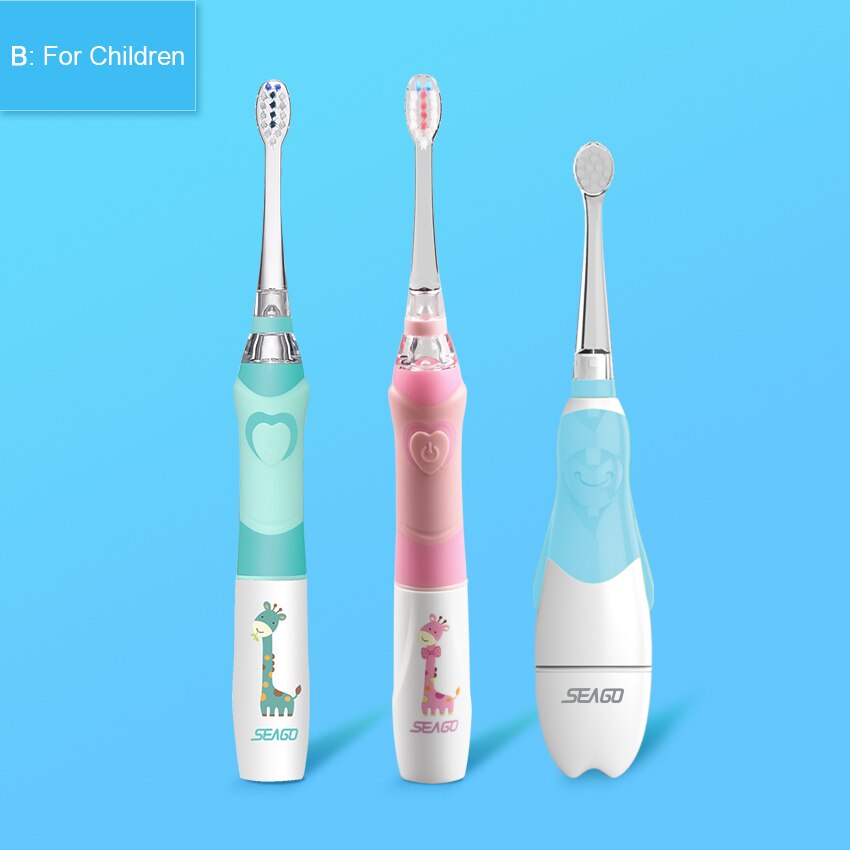 Seago elektrisk tandbørste familie sæt smart tandbørste genopladelig elektronisk børste sonisk tandbørste elektrisk børste tyggegummi sund: Børn sæt bl