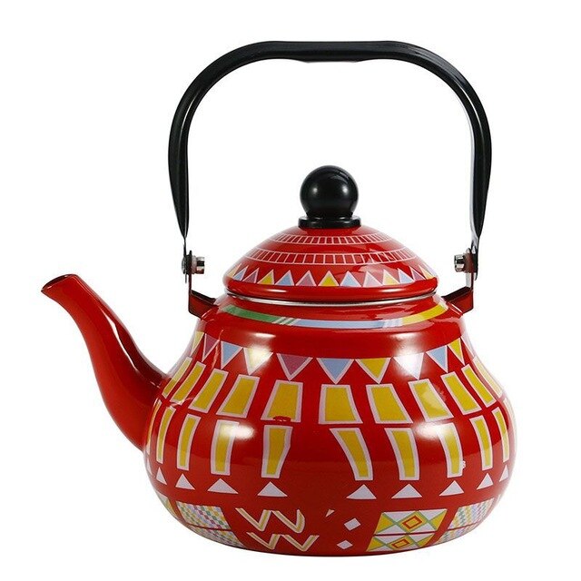 1.5L-2.5L Enamel Kettle Color Bar Heating Water Bottle Enamel Color Kettle Household Induction Cooker Gas Stove Boiling Water: 1.5L / Red