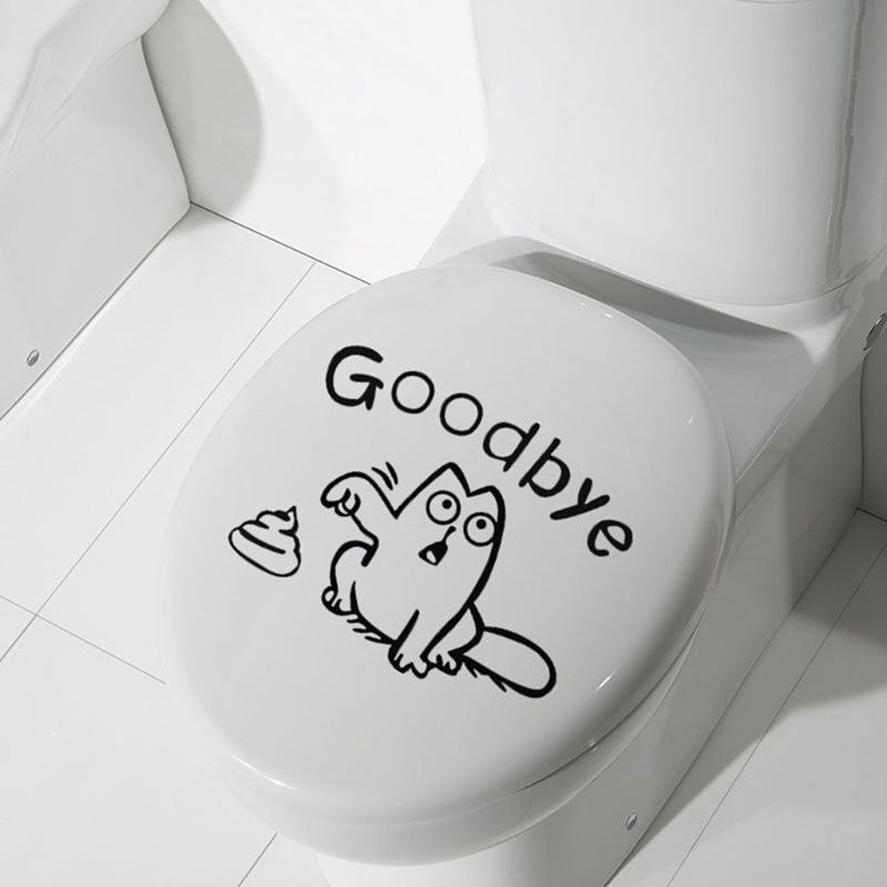 5pcs Grappige Kat Toiletbril Goodbye Badkamer Vinyl Decals Mural Sticker Badkamer