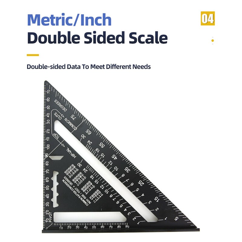 Driehoek Heerser 7Inch 90 Graden Hoek Aluminium Square Heerser Gradenboog Houtbewerking Set Pleinen Driehoekige Meters Metric/Cm