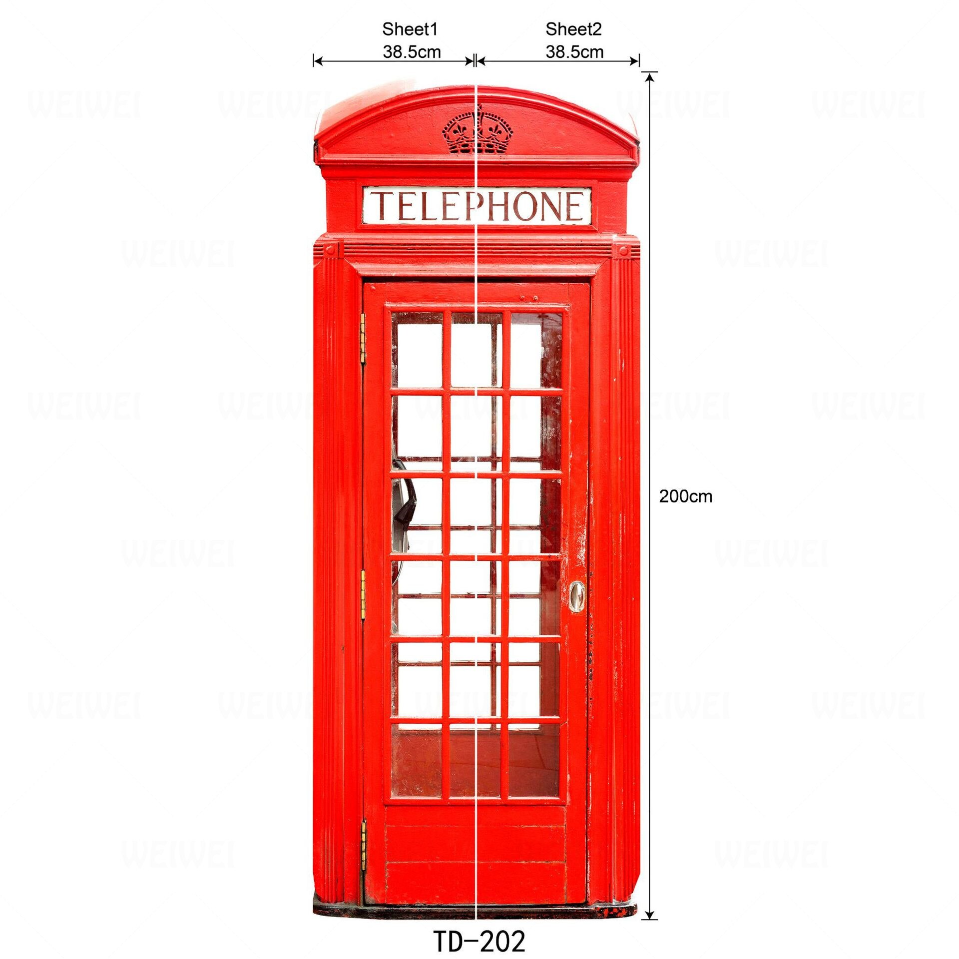 British Telephone Booth Door Stickers Wall Stickers Home Improvement Renovation Self-adhesive PVC 3D Stickers Home Decoration