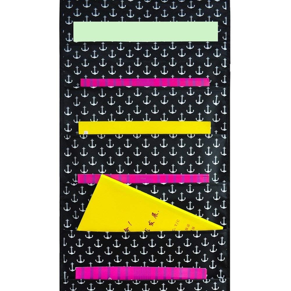Godery wall pocket chart organizer, skolelomme diagram 9 store lommer 3 små lommer og 3 bøjler, multifunktions vægophæng