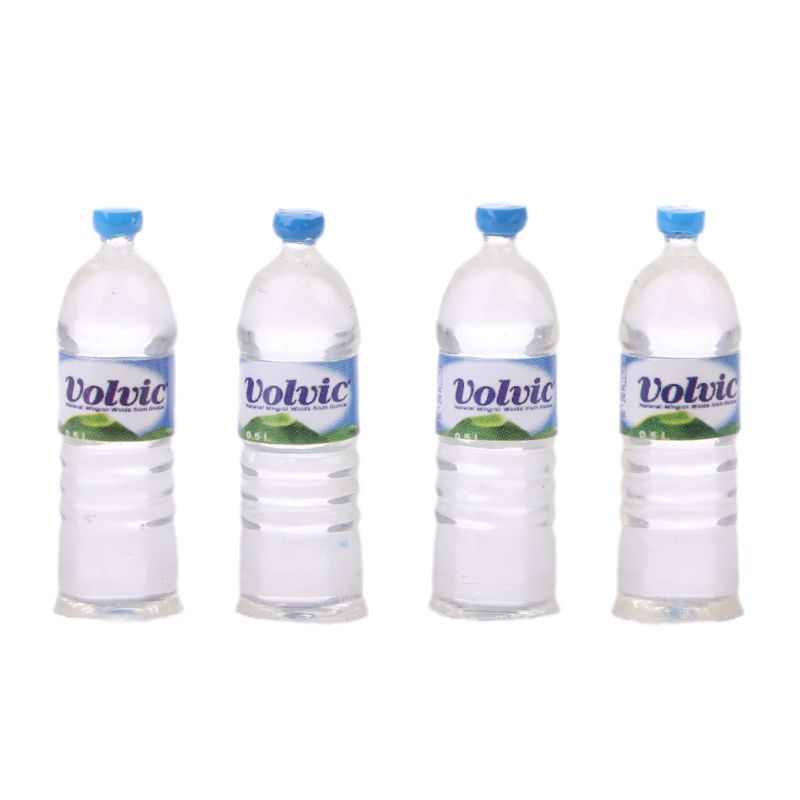 OOTDTY Verkoop 4pcs 1:12 Speelgoed Water Flessen Set Poppenhuis Miniatuur Drinken Accessoire: 4