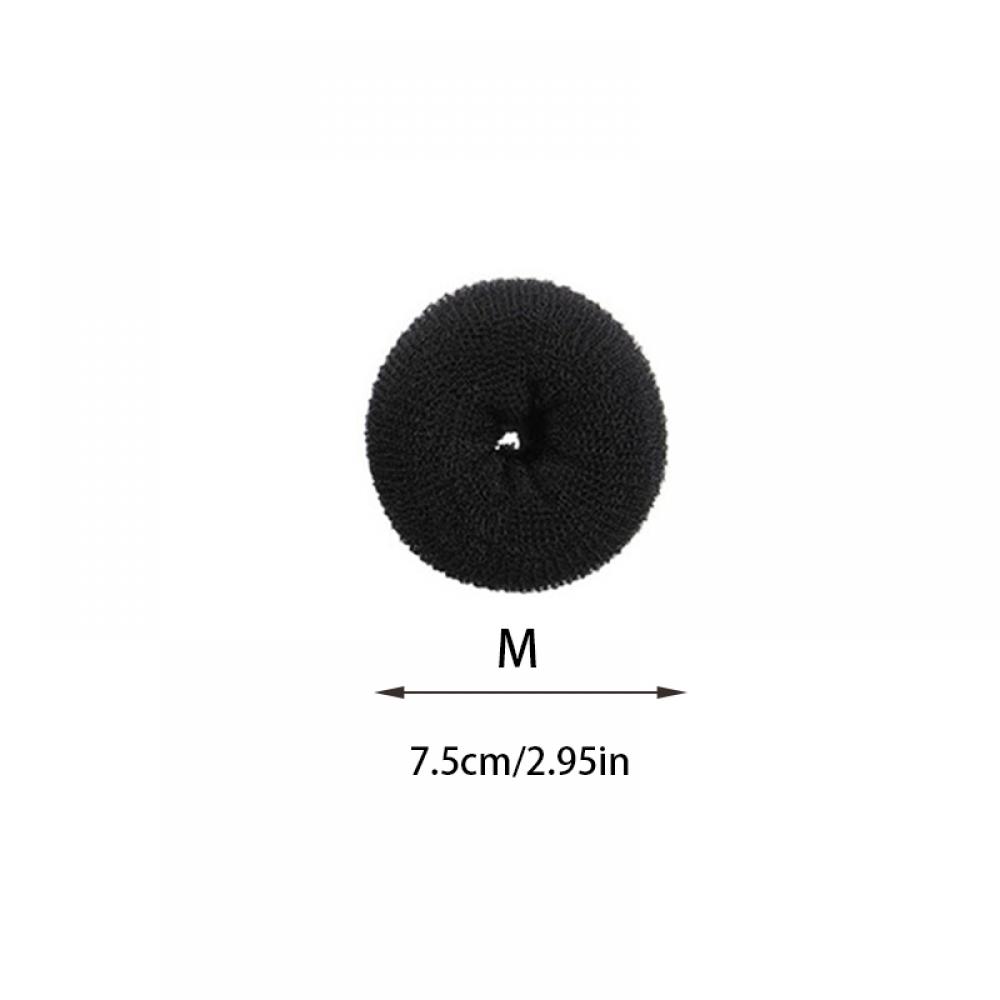 Anillo para el pelo de Donut para mujer, accesorios para el cabello, herramienta de peinado para mujer, accesorios para trenzar el cabello, tamaño completo S/M/L: Black   M