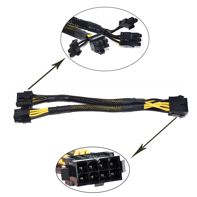 Original 10 stk 6 pin 8 pin pci express til dual pcie 8 (6+2) pin strømkabel grafikkort pci-e gpu strøm datakabel splitter 22cm