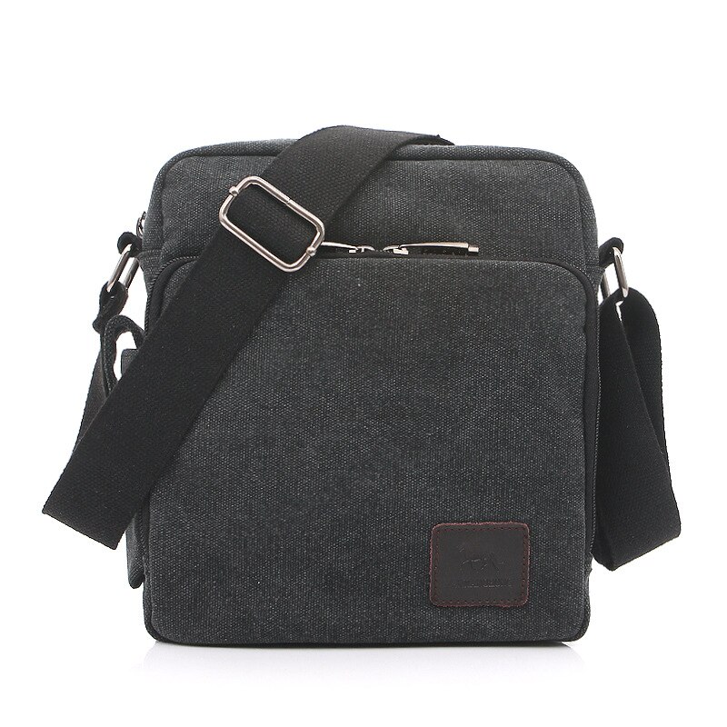 Korean canvas diagonal bag men's outdoor multifunctional shoulder bag wallet: Black