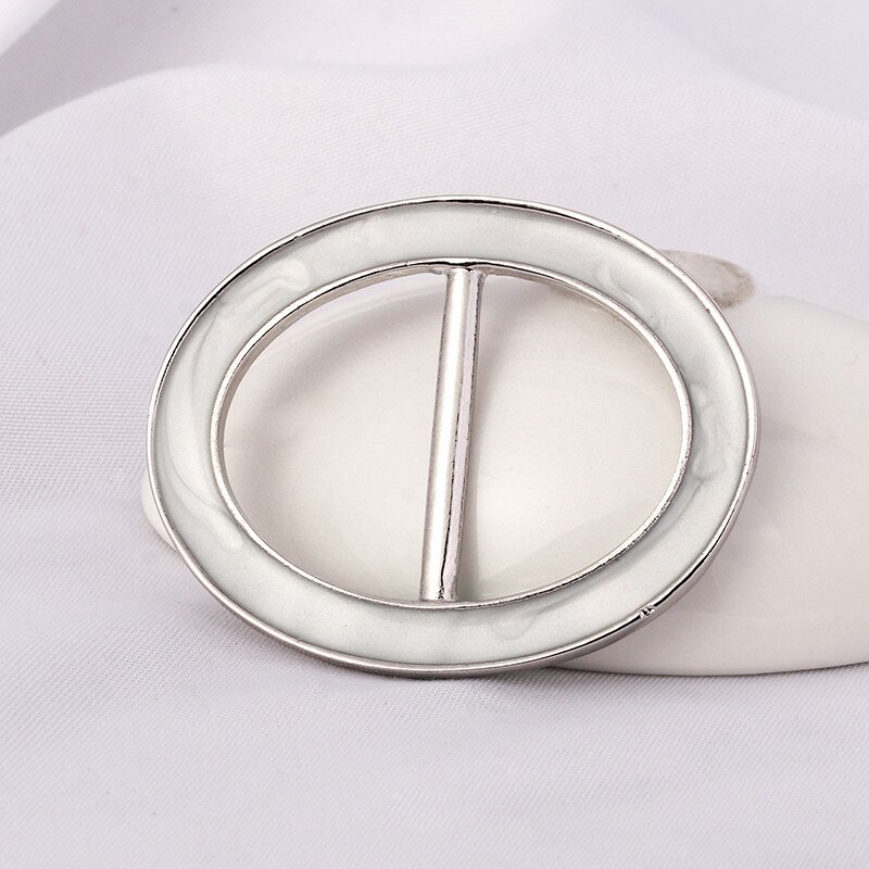 Broches rondes en soie pour foulard, broches ovales pour femmes, porte-écharpe rond, accessoires de bijoux: Ovale blanc