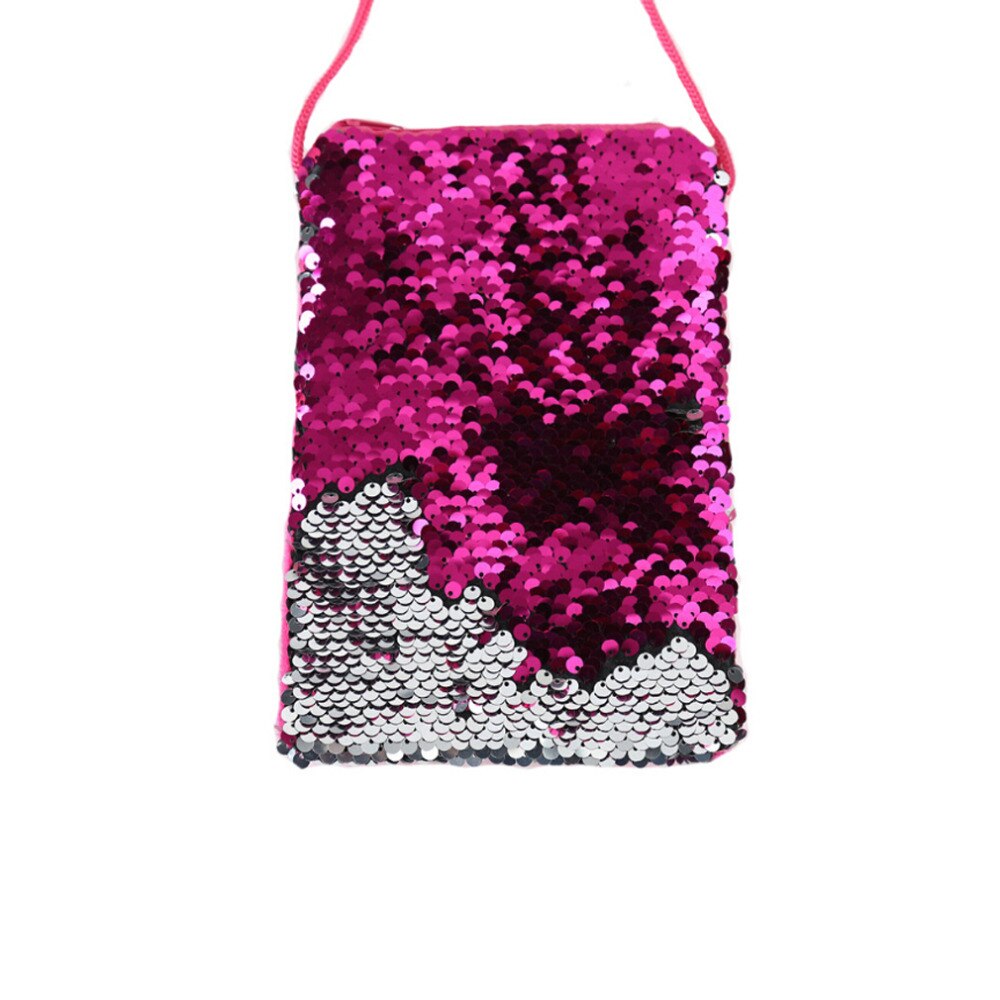 Porte-monnaie à paillettes pour enfants porte-monnaie à une épaule bandoulière portefeuille filles lanière Sequin petits sacs carrés sacs à main